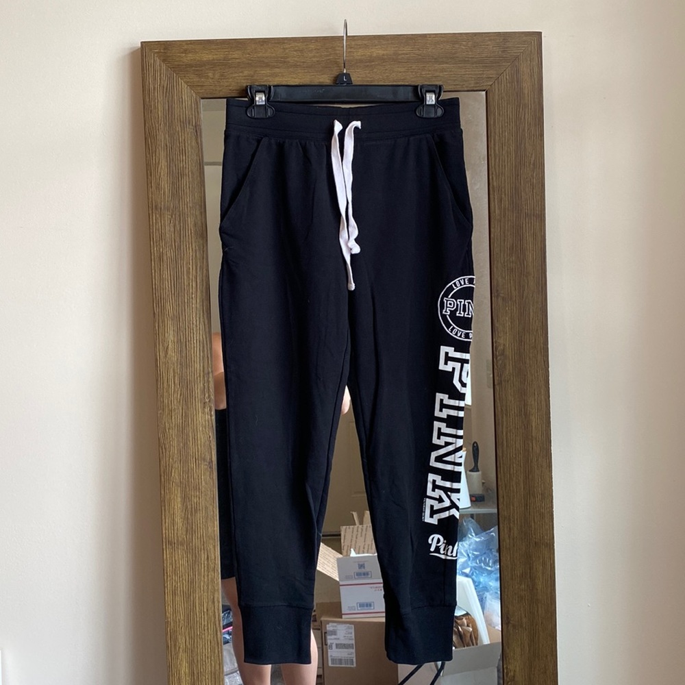 VS Pink Black Skinny Joggers Sweatpants